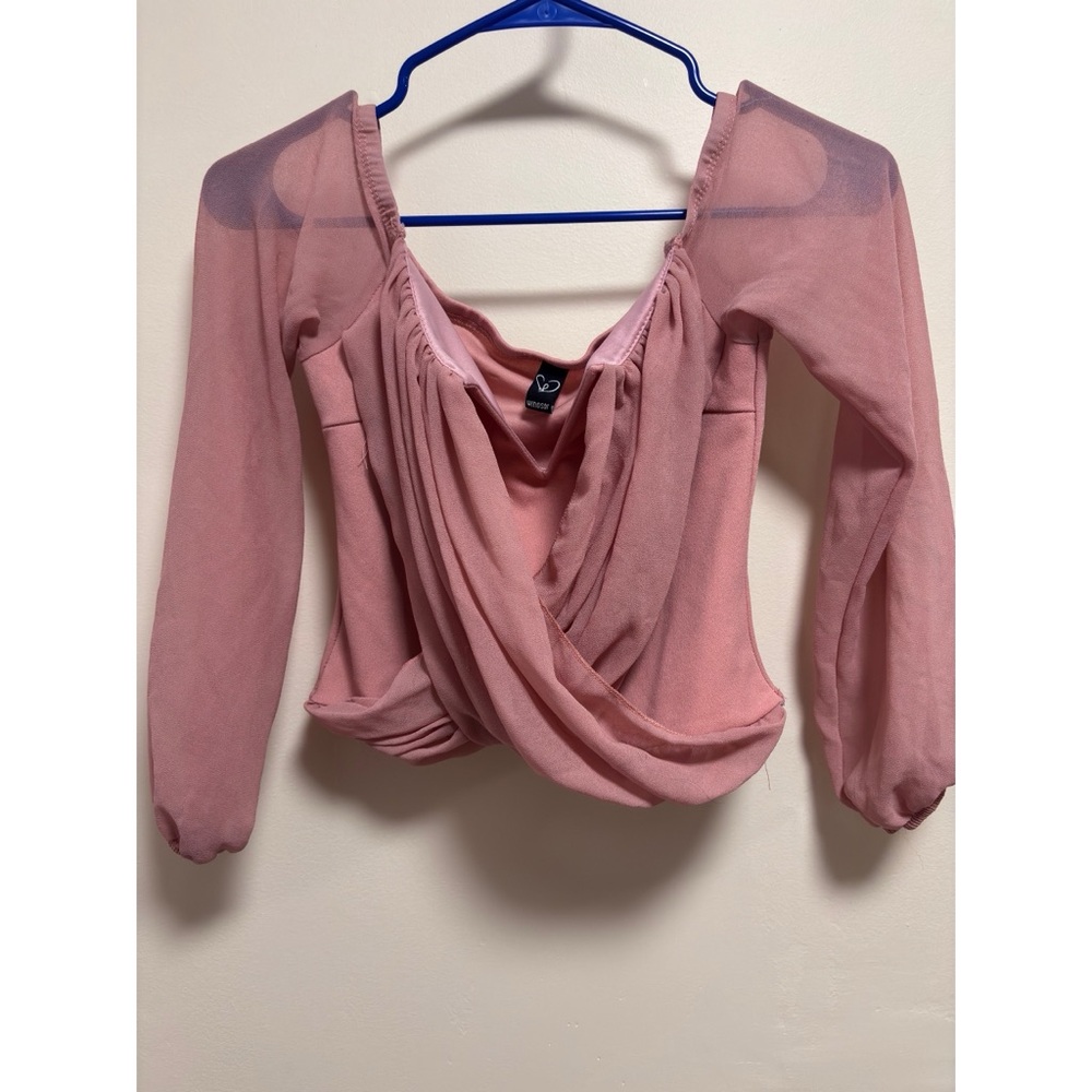 Chic Pink Draped Women's Blouse